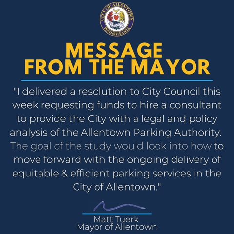Mayor's Message on Parking Authority